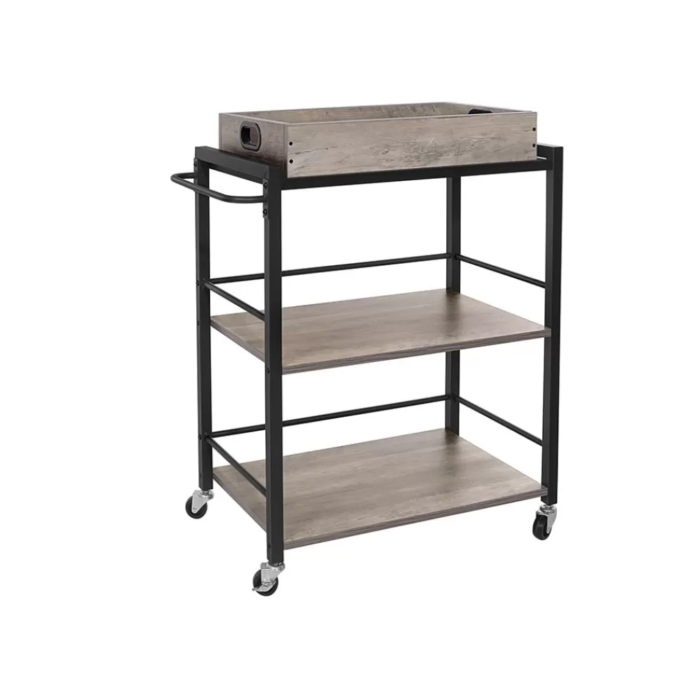 Shop SONGMICS Küchenwagen 65 x 40 x 86 cm greige-schwarz
