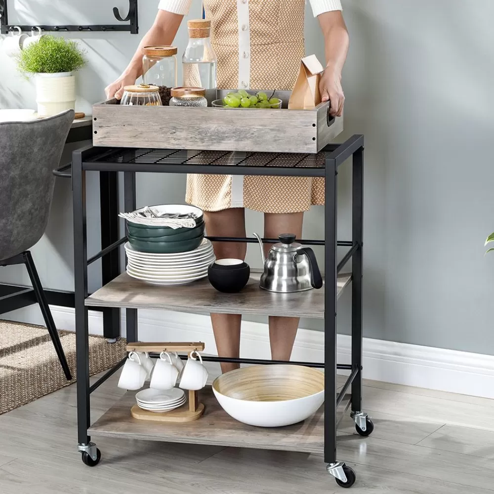 Shop SONGMICS Küchenwagen 65 x 40 x 86 cm greige-schwarz
