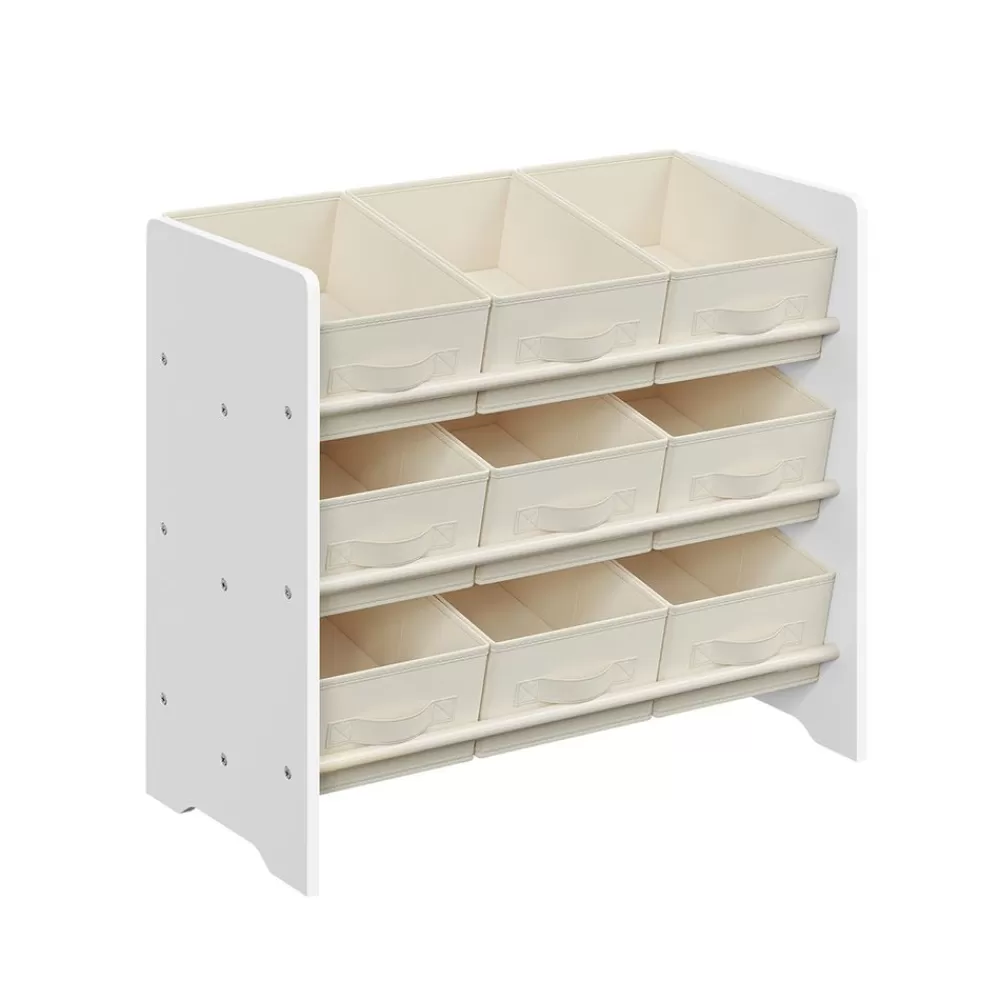 Best SONGMICS Kinderregal mit 9 Aufbewahrungsboxen aus Vliesstoff wolkenweiß