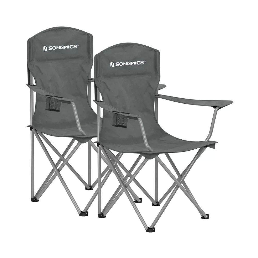 Sale SONGMICS Klappstuhl 2er Set mit komfortabler Schwerlaststruktur schiefergrau