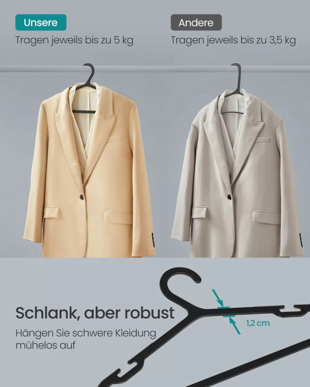 kleiderbgel_kunststoff_er_set__cm_breit_tintenschwarz_5.webp Store SONGMICS Kleiderbügel Kunststoff 50er Set 41,7 cm breit tintenschwarz