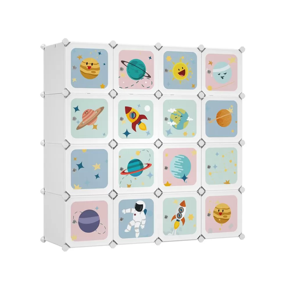 New SONGMICS Kleiderschrank aus Kunststoff für Kinder Bunt