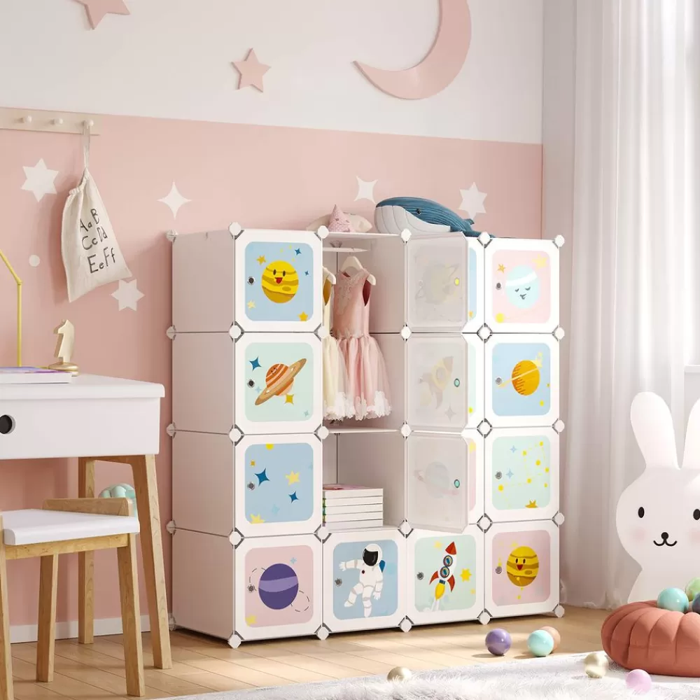 New SONGMICS Kleiderschrank aus Kunststoff für Kinder Bunt