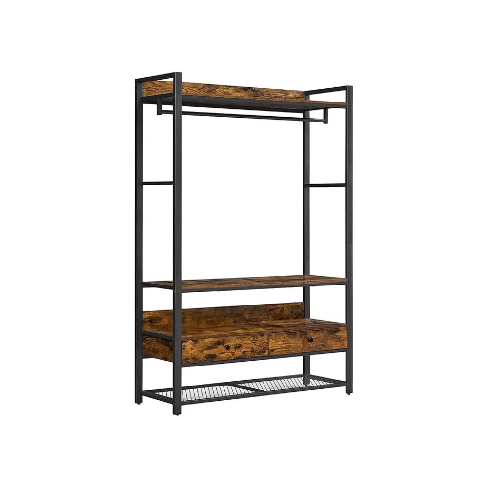 Hot SONGMICS Kleiderschrank offen vintagebraun-schwarz