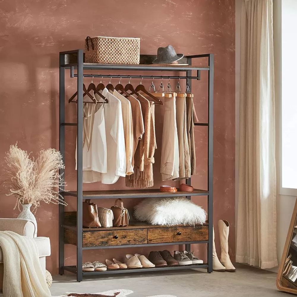 kleiderschrank_offen_vintagebraunschwarz_2.webp Hot SONGMICS Kleiderschrank offen vintagebraun-schwarz