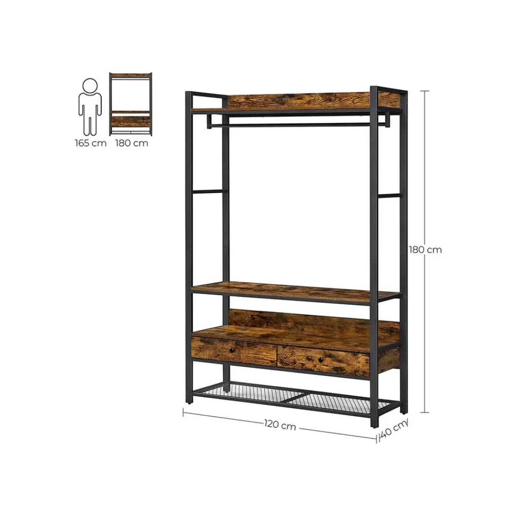 kleiderschrank_offen_vintagebraunschwarz_6.webp Hot SONGMICS Kleiderschrank offen vintagebraun-schwarz