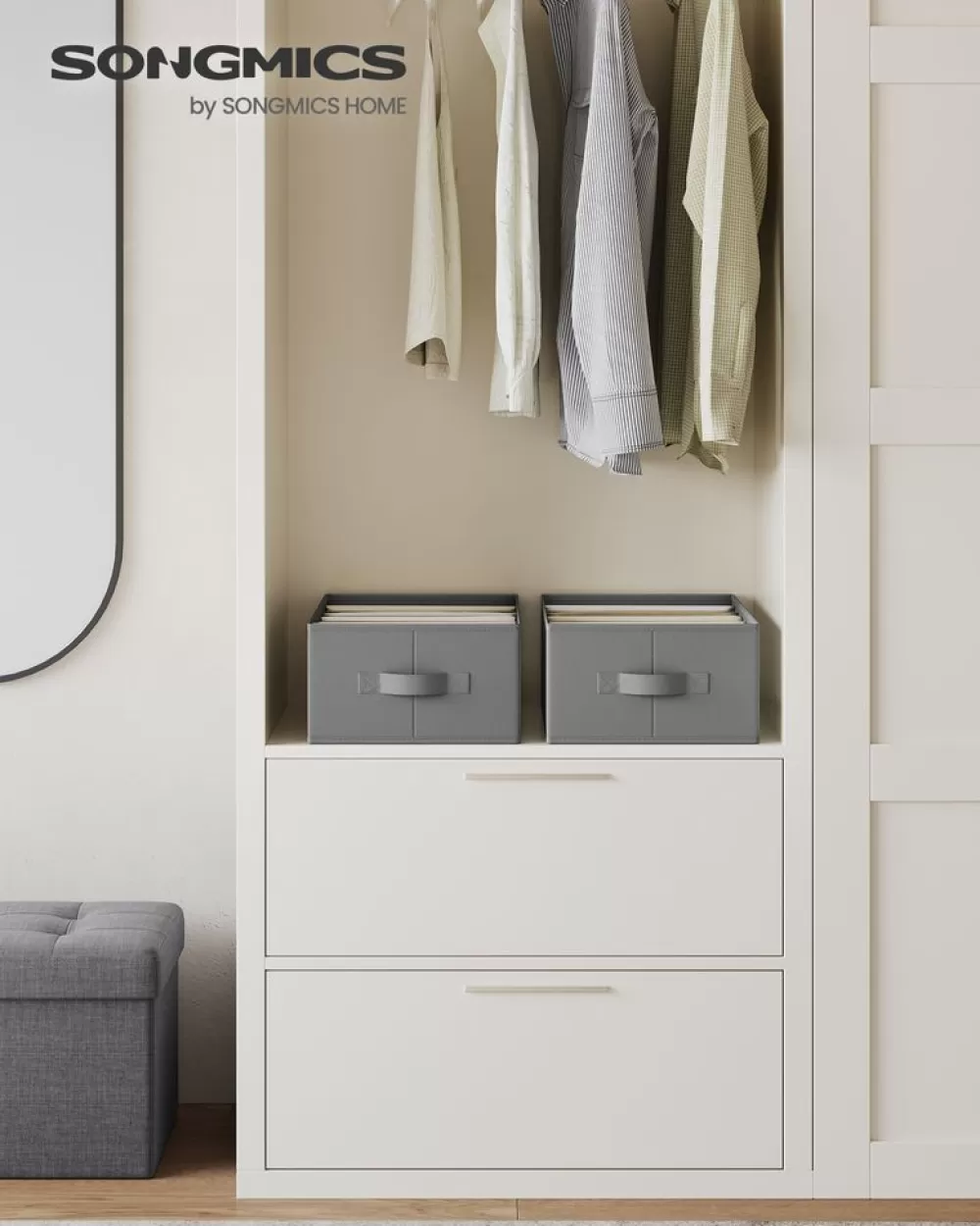 Shop SONGMICS Kleiderschrank-Organizer 6 Fächer 2er Set taubengrau