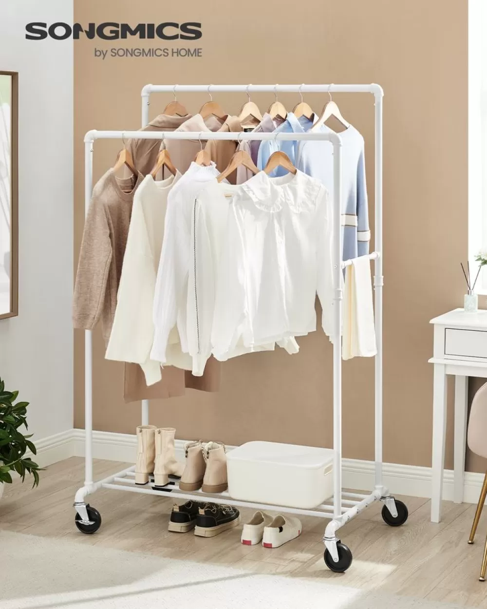 Best Sale SONGMICS Kleiderständer mit 2 Stangen Weiß