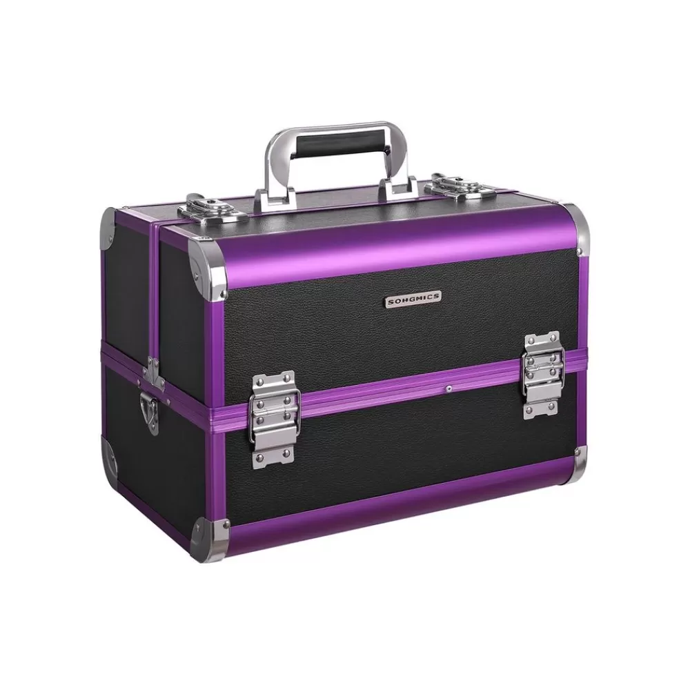 Fashion SONGMICS Kleiner Kosmetikkoffer Schwarz-Lila