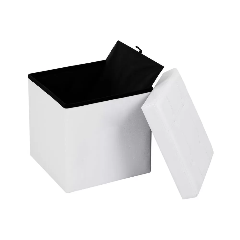 Sale SONGMICS Kleiner Sitzwürfel Kunstleder Weiß