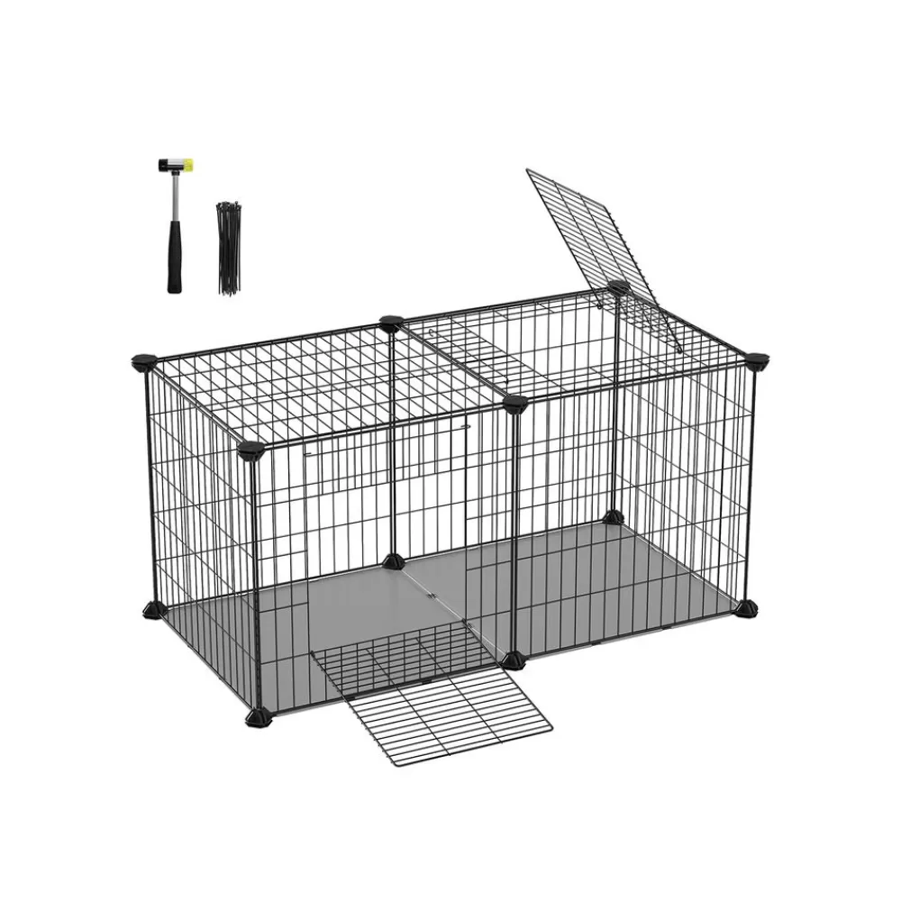 Best SONGMICS Kleintierkäfig 82 x 41 x 41 cm mit 2 Türen L Schwarz