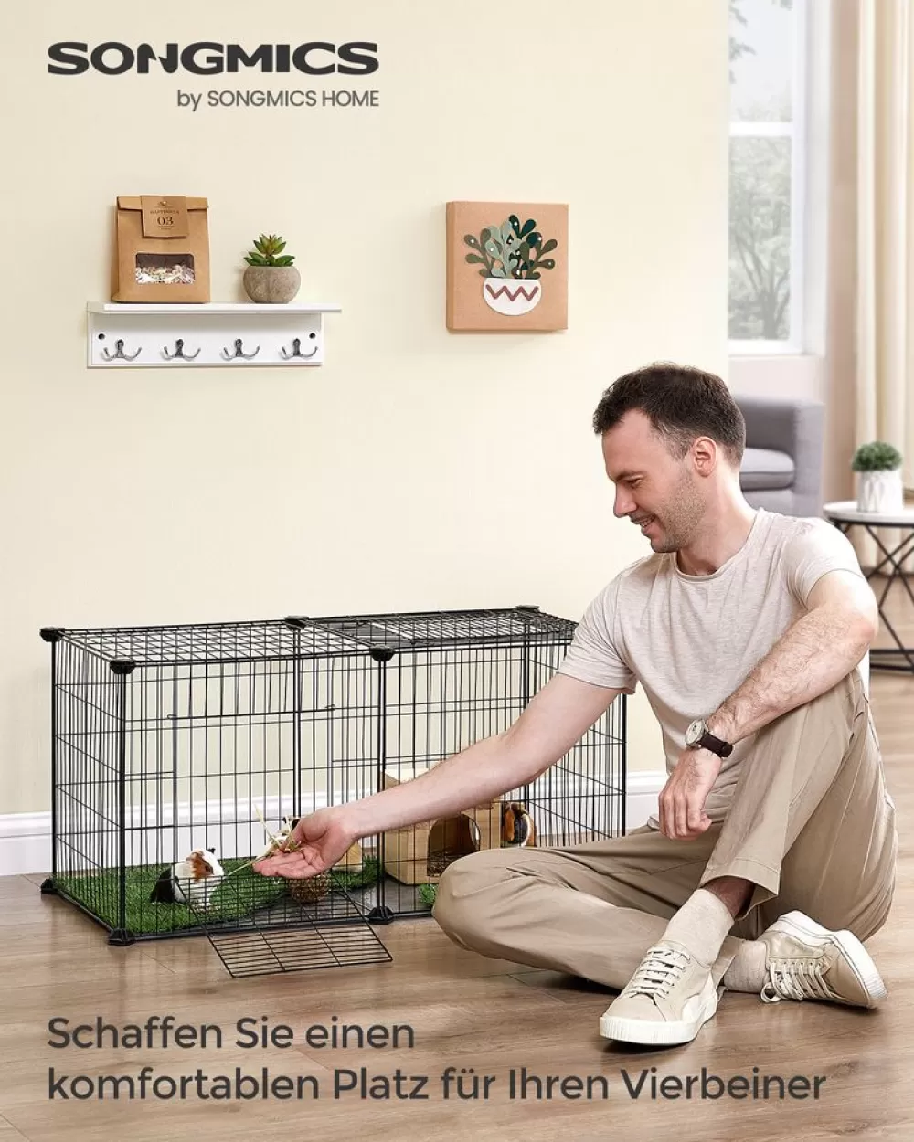 Best SONGMICS Kleintierkäfig 82 x 41 x 41 cm mit 2 Türen L Schwarz