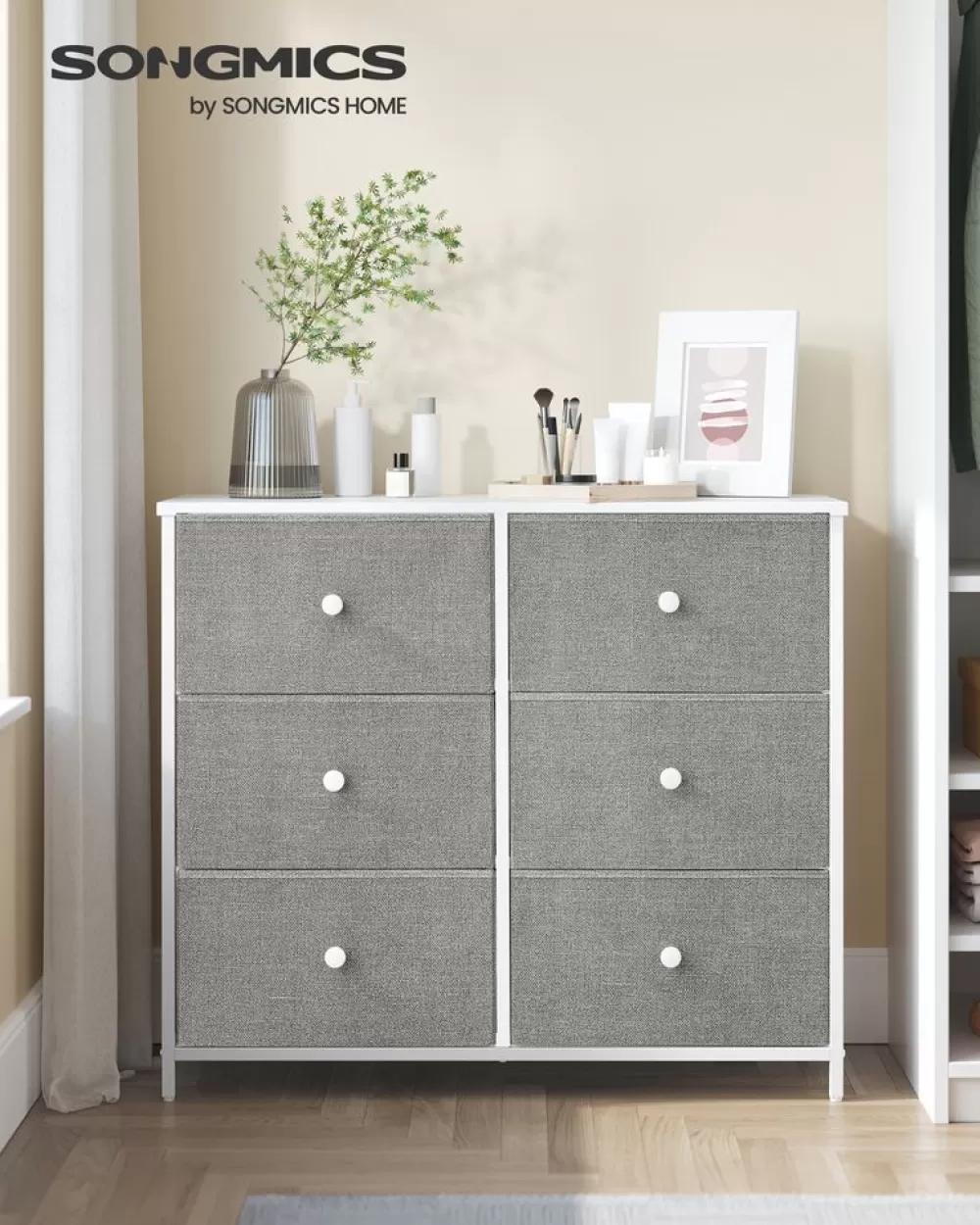 Shop SONGMICS Kommode 6 Stoffschubladen mit Metallrahmen Organizer