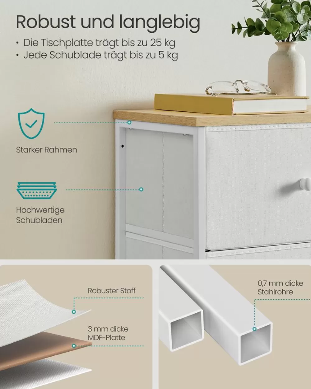 kommode_mit__stoffschubladen_schmal_taubengraucremewei_9.webp Sale SONGMICS Kommode mit 5 Stoff-Schubladen schmal taubengrau-cremeweiß