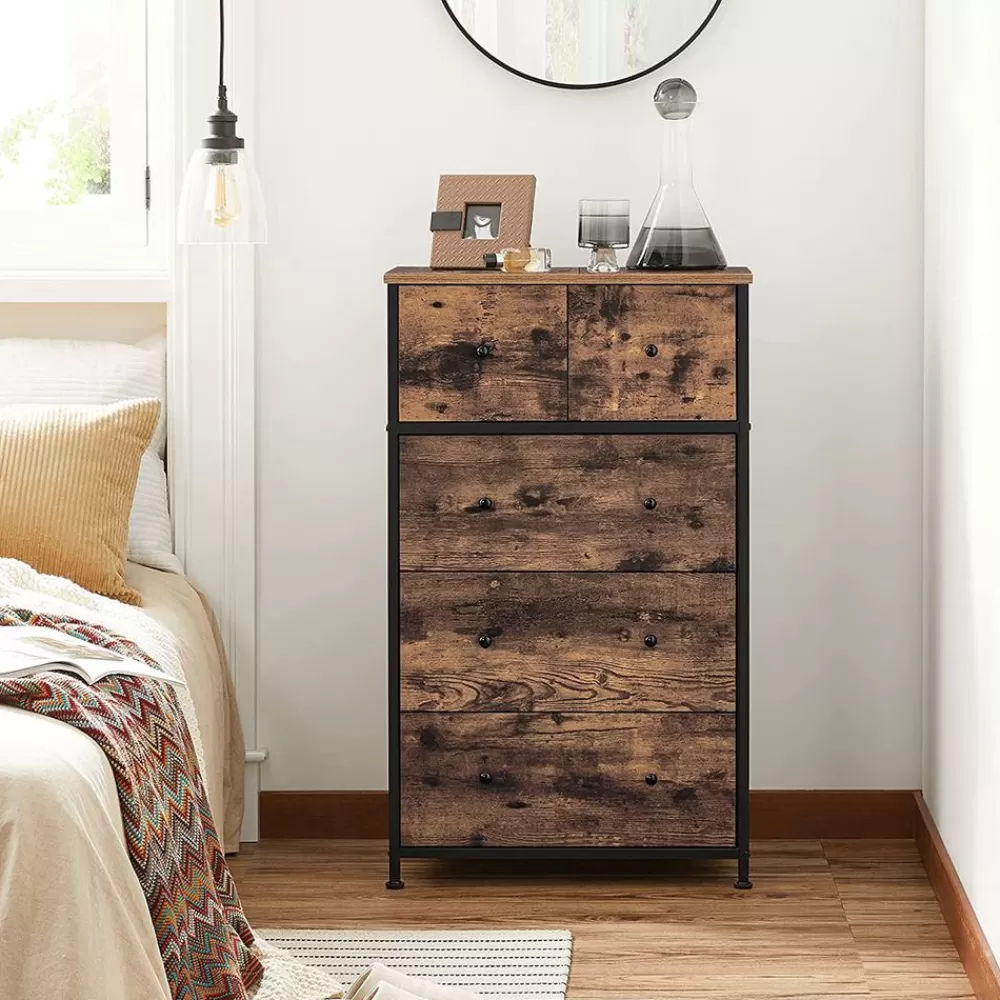 Flash Sale SONGMICS Kommode mit Stoffschubladen Vintagebraun