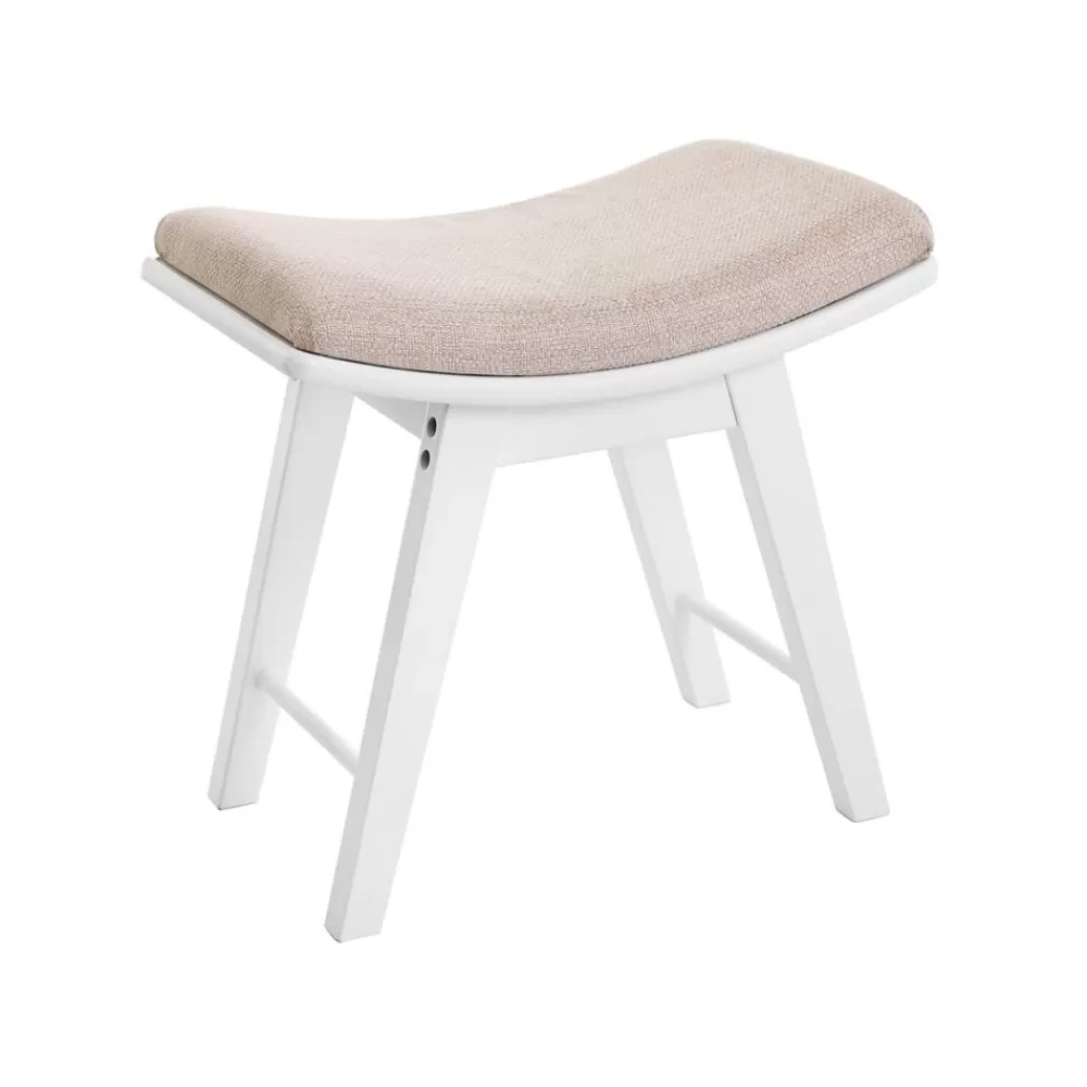 Discount SONGMICS Konkaver Polsterhocker Weiß-Beige