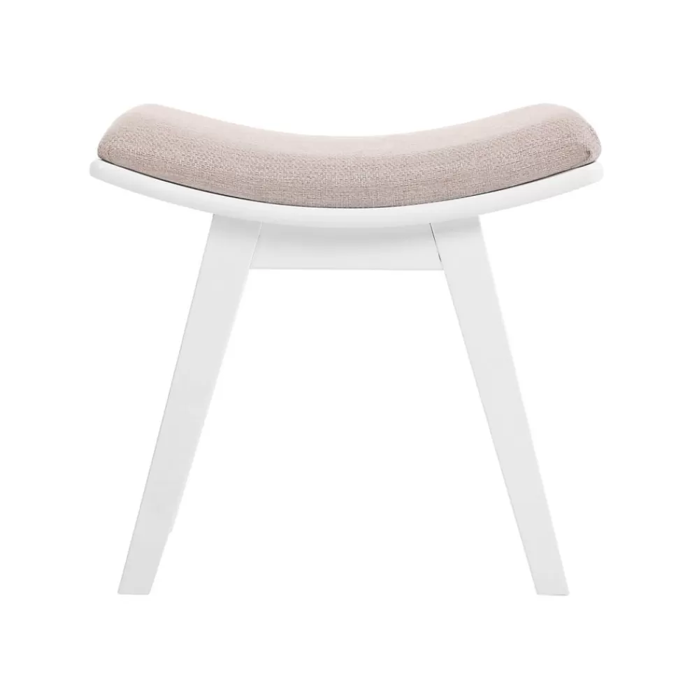 Discount SONGMICS Konkaver Polsterhocker Weiß-Beige