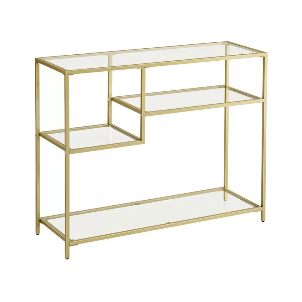 Sale SONGMICS Konsolentisch aus Glas und Metall Golden