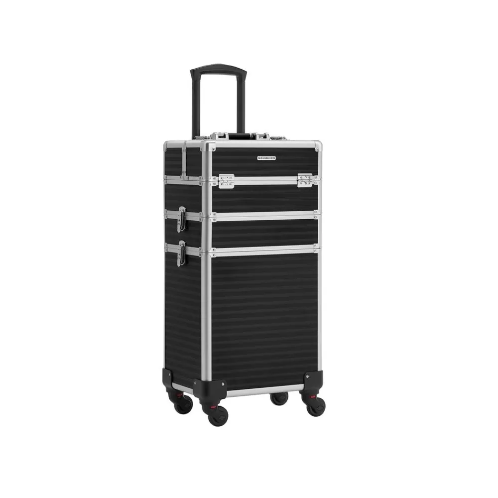 Clearance SONGMICS Kosmetikkoffer mit Rollen Schwarz