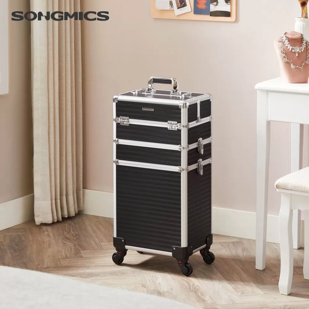 Clearance SONGMICS Kosmetikkoffer mit Rollen Schwarz