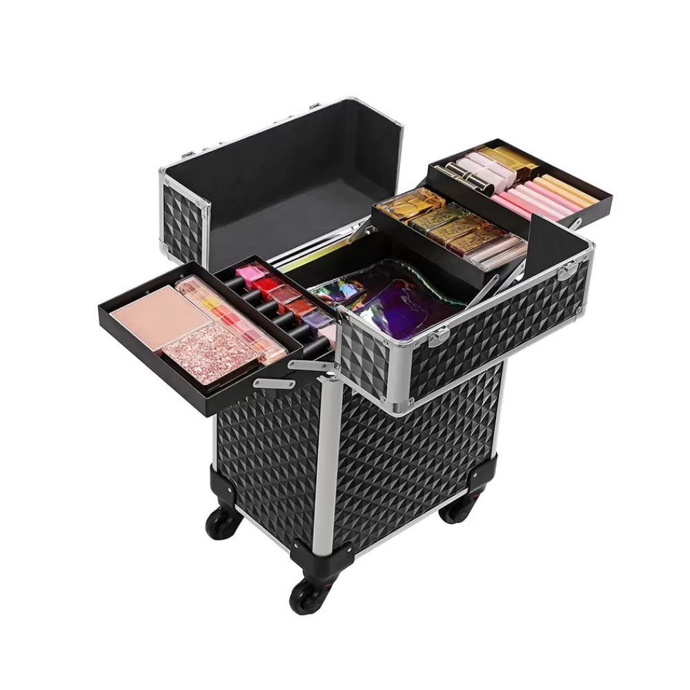 Fashion SONGMICS Kosmetikkoffer mit Universalrollen Schwarz