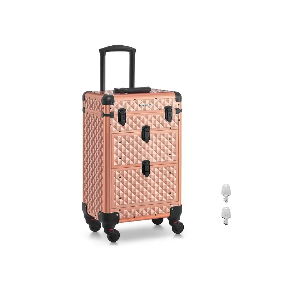 Best Sale SONGMICS Kosmetikkoffer Trolley Friseurkoffer champagnergold Default Title