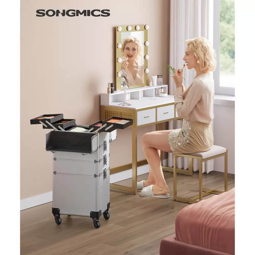 Flash Sale SONGMICS Kosmetikkoffer Trolley 4-in-1 Design silber