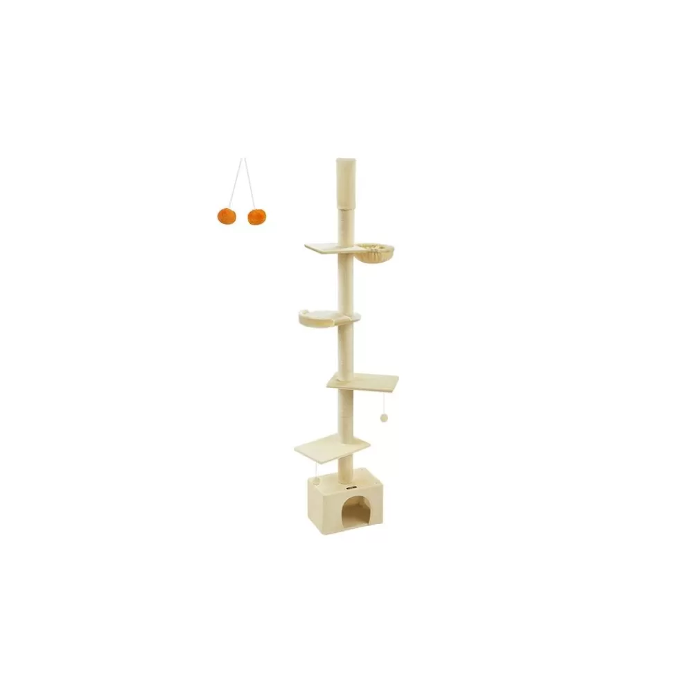 kratzbaum_deckenhoch__cm_hhenverstellbar_hellgrau_6.webp Discount SONGMICS Kratzbaum deckenhoch 231-291 cm höhenverstellbar hellgrau
