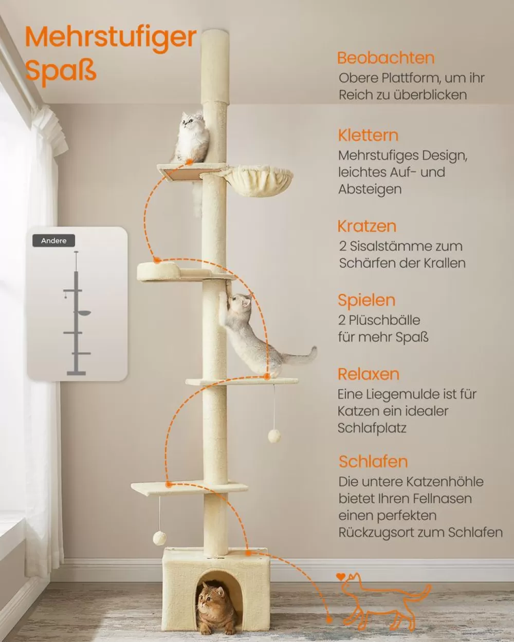 kratzbaum_deckenhoch__cm_hhenverstellbar_hellgrau_8.webp Discount SONGMICS Kratzbaum deckenhoch 231-291 cm höhenverstellbar hellgrau