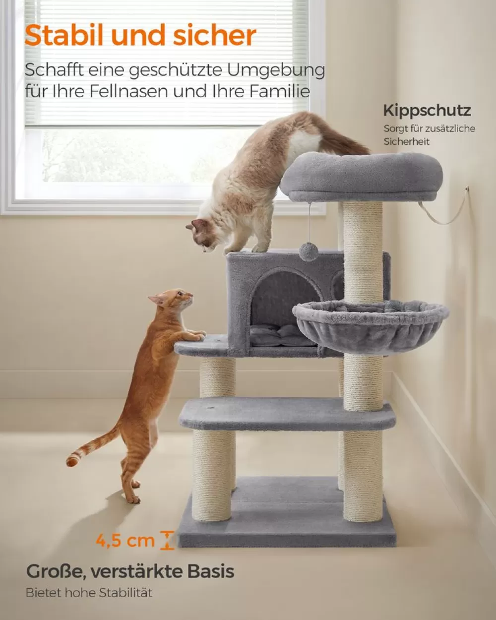 kratzbaum_dicke_stmme__cm_beige_13.webp Best Sale SONGMICS Kratzbaum dicke Stämme 107 cm Beige