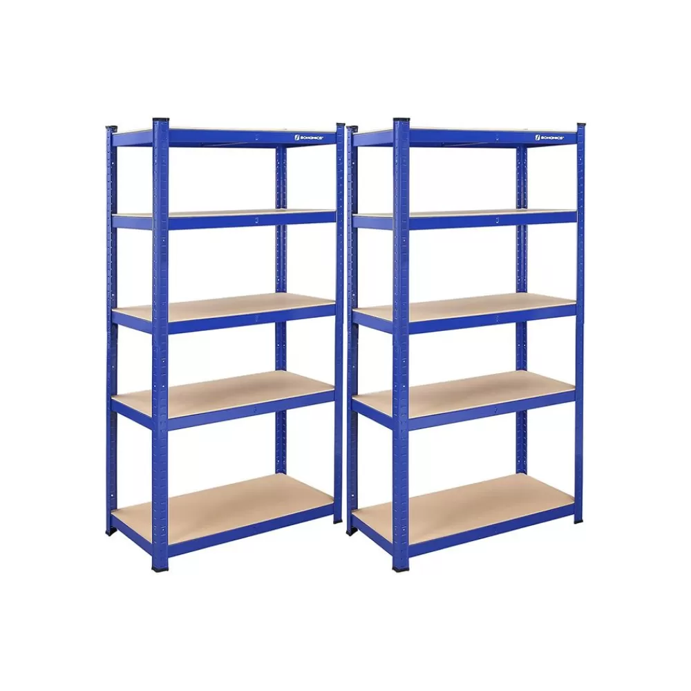 Cheap SONGMICS Lagerregale 2er Set mit 5 verstellbaren Ablagen Blau