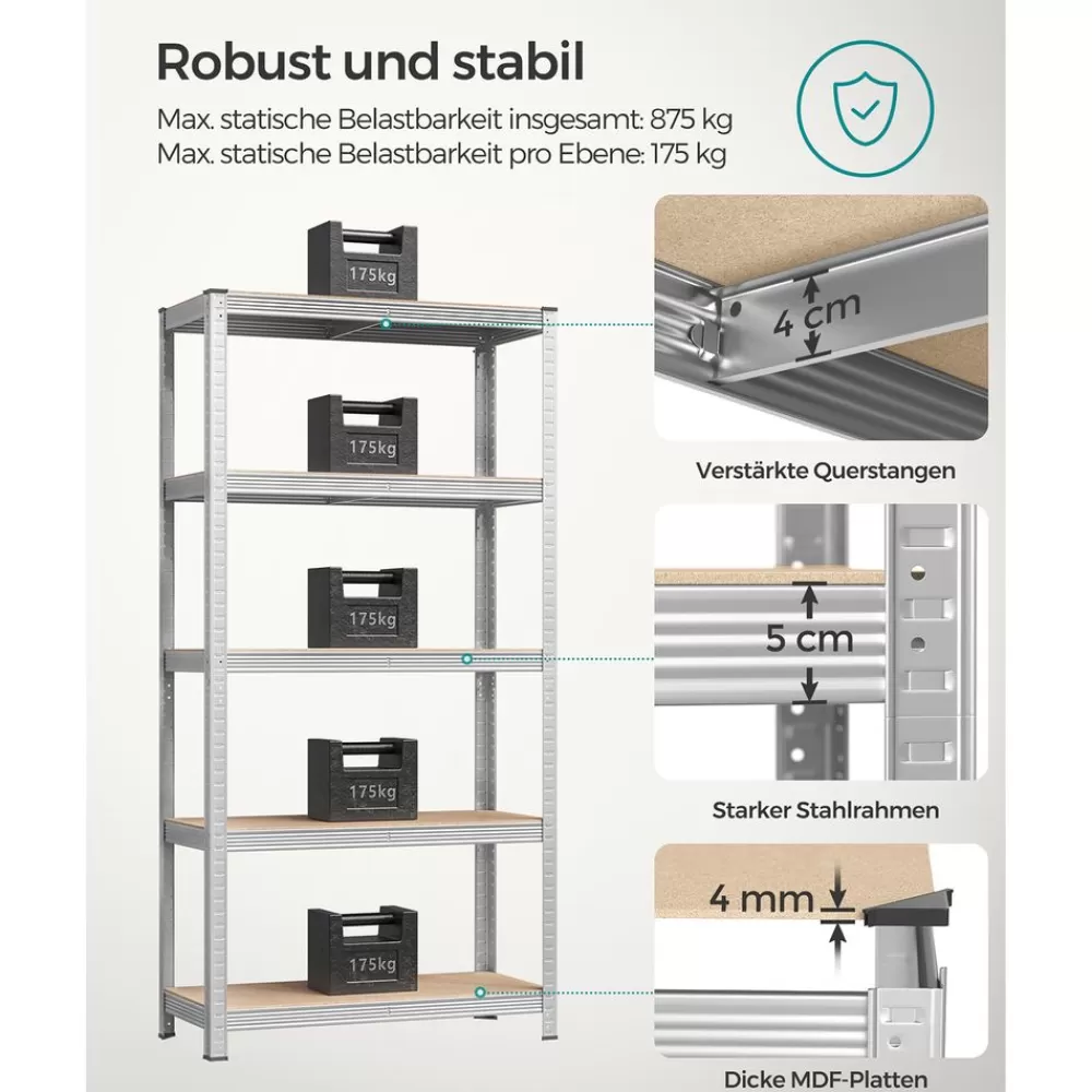 Outlet SONGMICS Lagerregale 2er Set Silber