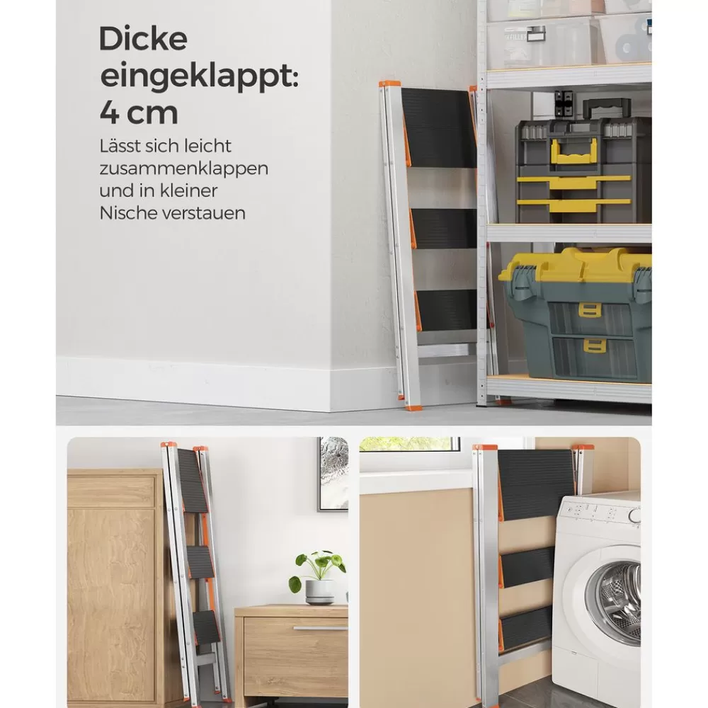 Online SONGMICS Leiter 3 Stufen silbern