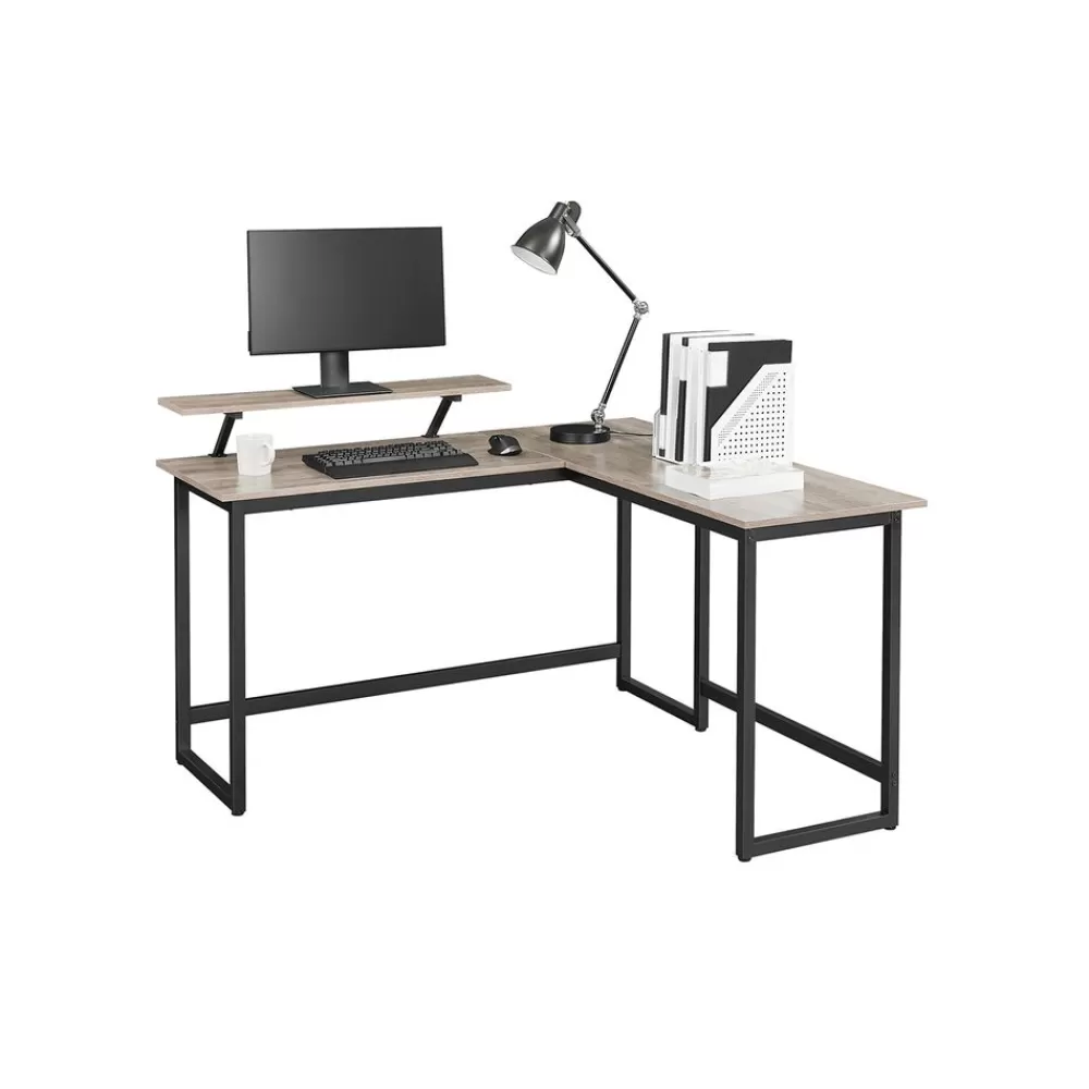 Sale SONGMICS L-förmiger Computertisch greige-schwarz