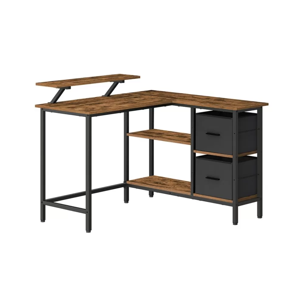 Best SONGMICS L-förmiger Schreibtisch mit 2 Schubladen 115 x 105 cm