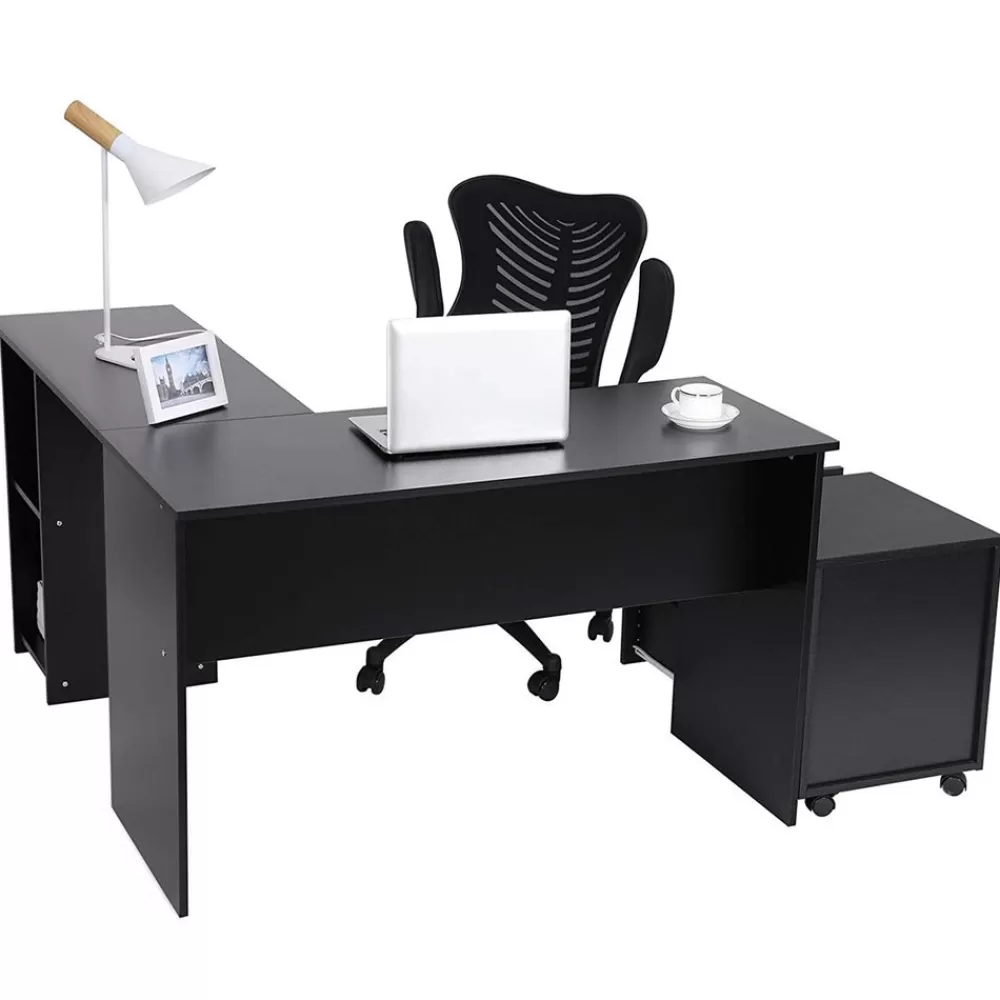 Best Sale SONGMICS L-förmiger Schreibtisch Schwarz
