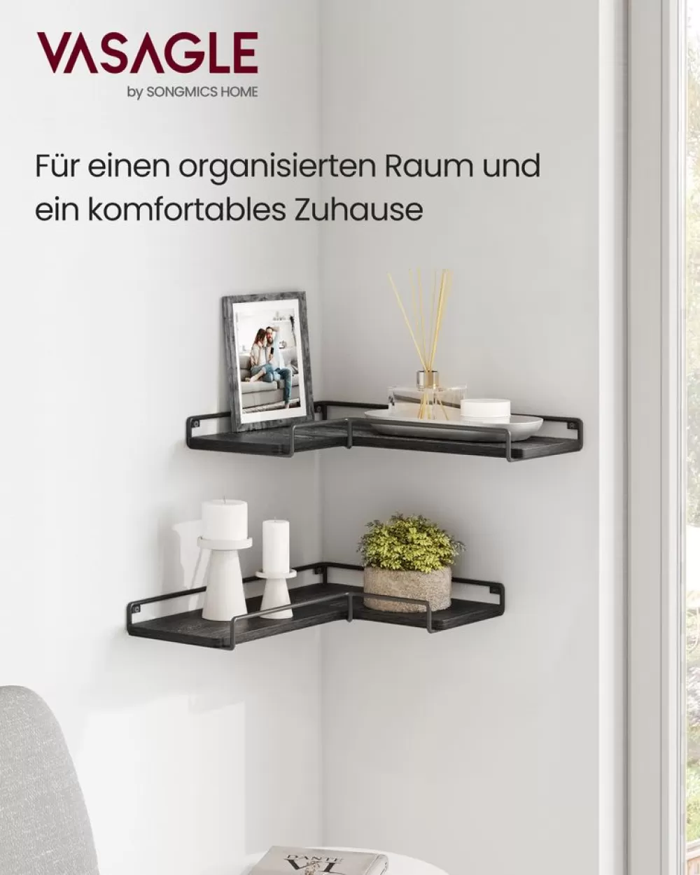Store SONGMICS L-förmiges Eckregal Industrie-Design schwarz