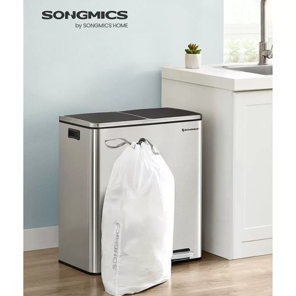 Hot SONGMICS 30-Liter-Müllbeutel mit Zugband insgesamt 180 Stück Weiβ