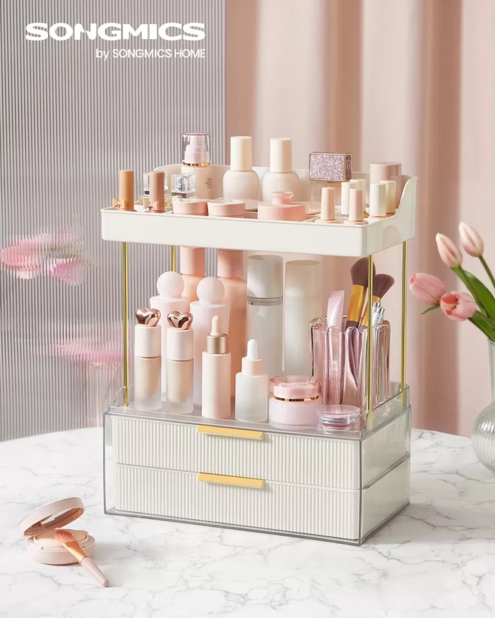 Outlet SONGMICS Make-up Organizer 4 Ebenen 20 x 32 x 39,1 cm, wolkenweiß