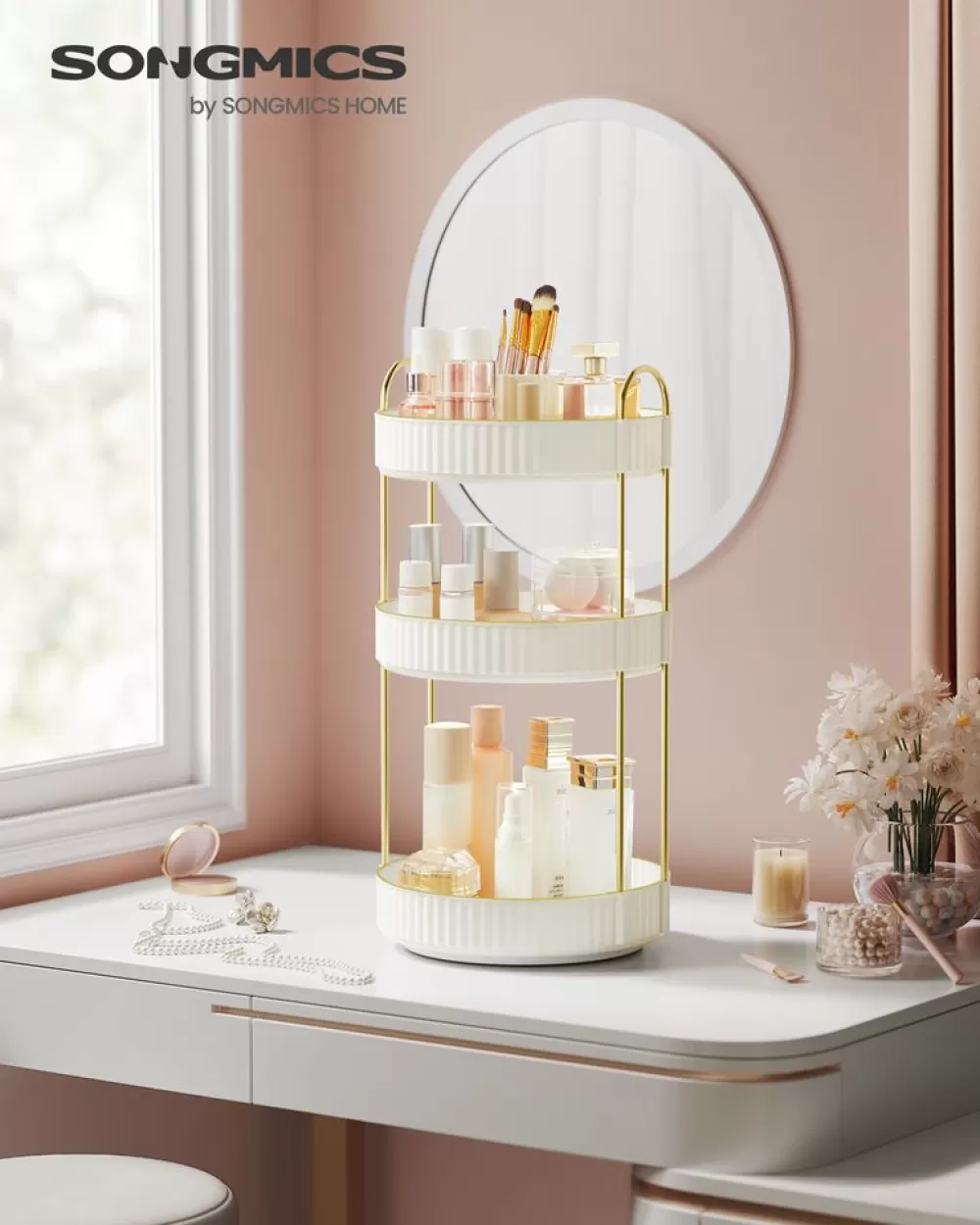 Outlet SONGMICS Make-up Organizer drehbar Geschenkidee wolkenweiß