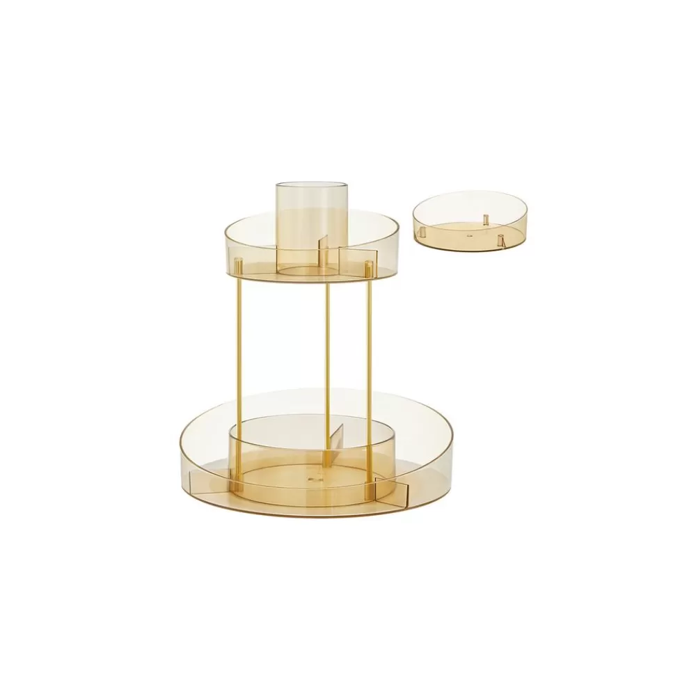 Clearance SONGMICS Make-up Organizer drehbar mit extra Tablett champagnergold