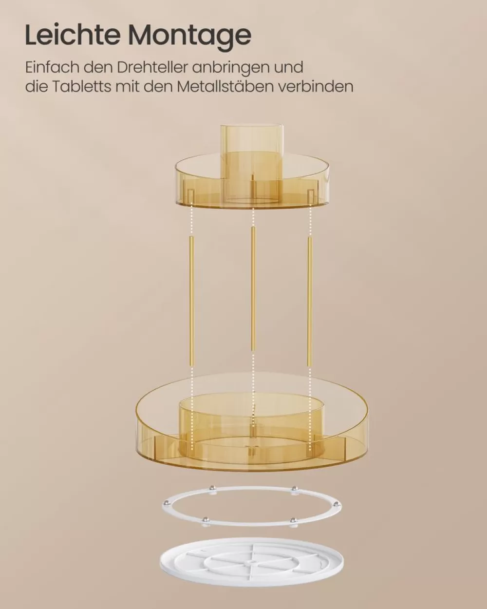 makeup_organizer_drehbar_mit_extra_tablett_champagnergold_5.webp Clearance SONGMICS Make-up Organizer drehbar mit extra Tablett champagnergold