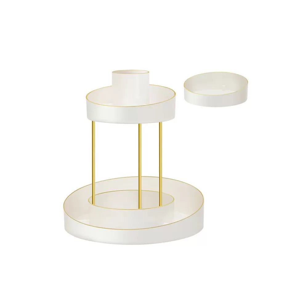 makeup_organizer_drehbar_mit_extra_tablett_champagnergold_6.webp Clearance SONGMICS Make-up Organizer drehbar mit extra Tablett champagnergold