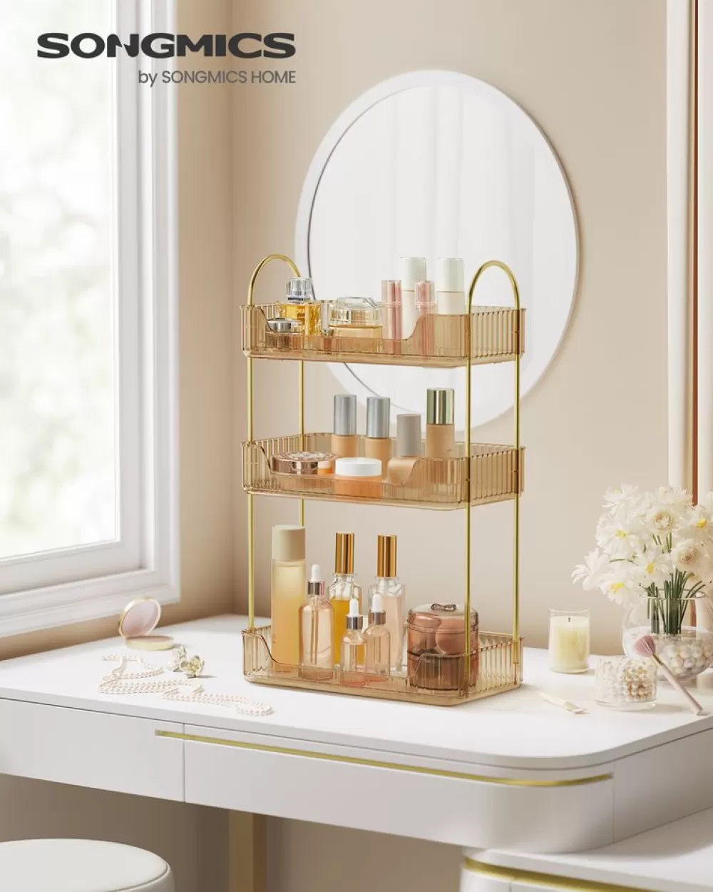 Sale SONGMICS Make-up Organizer rechteckig Geschenkidee champagnergold