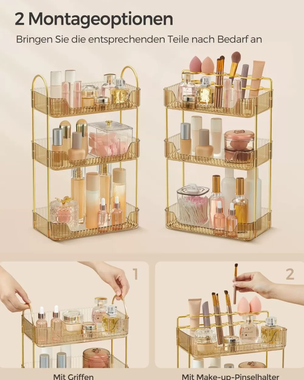 makeup_organizer_rechteckig_geschenkidee_champagnergold_3.webp Sale SONGMICS Make-up Organizer rechteckig Geschenkidee champagnergold