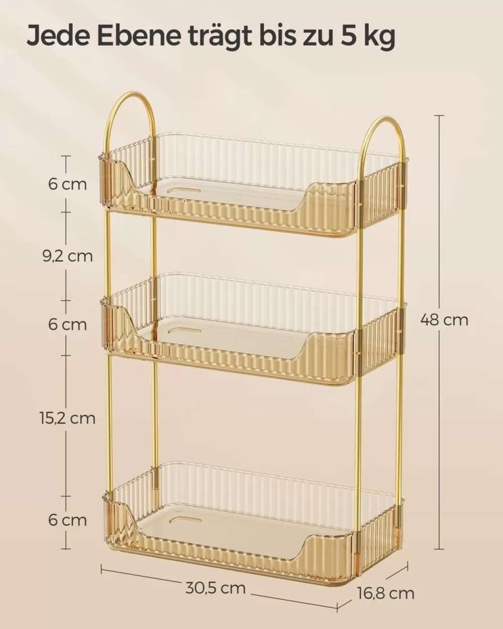 makeup_organizer_rechteckig_geschenkidee_champagnergold_4.webp Sale SONGMICS Make-up Organizer rechteckig Geschenkidee champagnergold