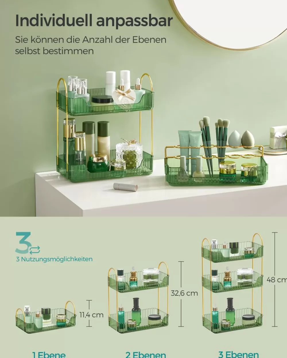 makeup_organizer_rechteckig_geschenkidee_champagnergold_8.webp Sale SONGMICS Make-up Organizer rechteckig Geschenkidee champagnergold