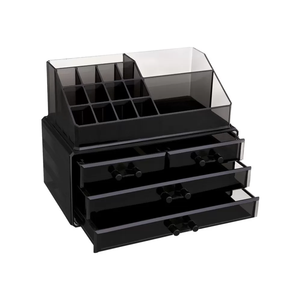 Hot SONGMICS Make-up Organizer Schwarz transparent