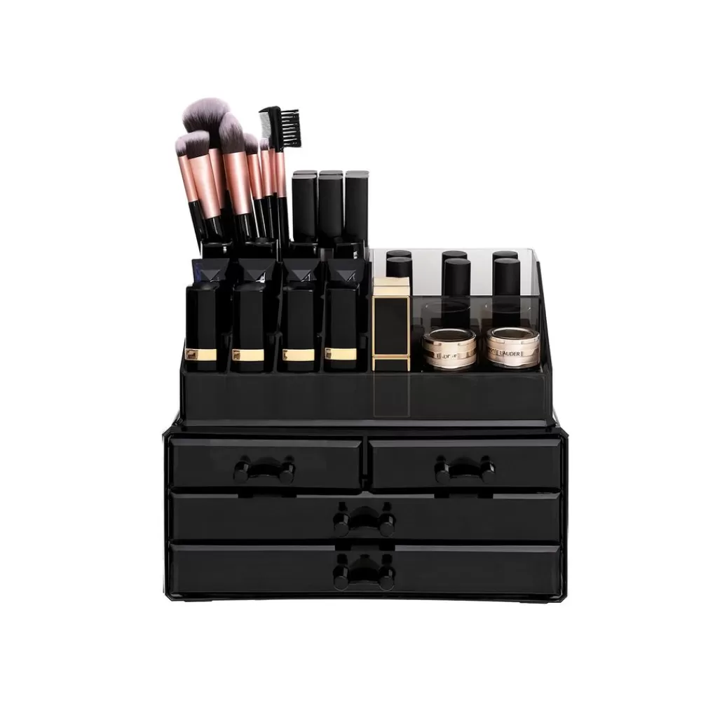 Hot SONGMICS Make-up Organizer Schwarz transparent