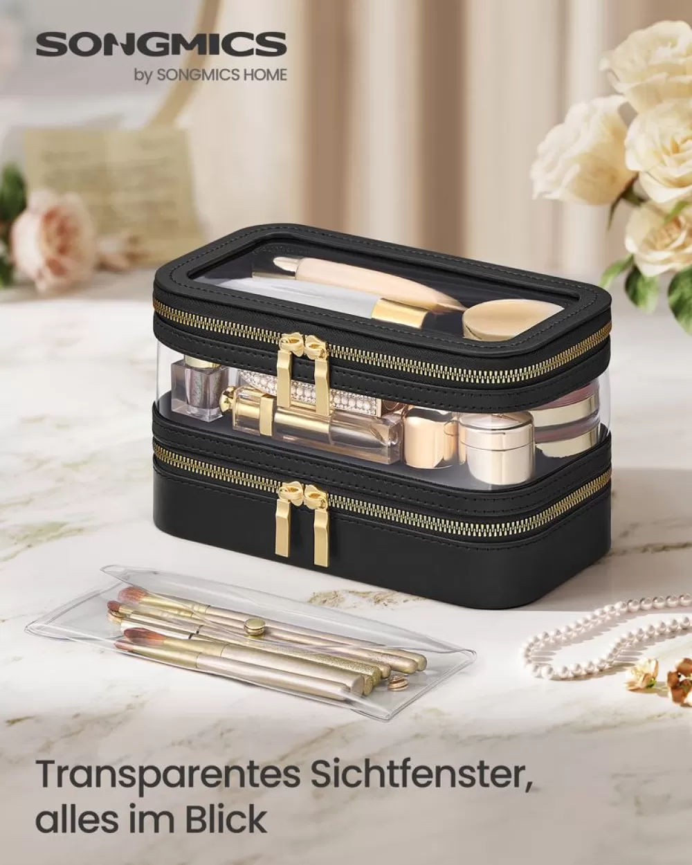 Shop SONGMICS Make-up Tasche mit Schmuckkästchen tintenschwarz
